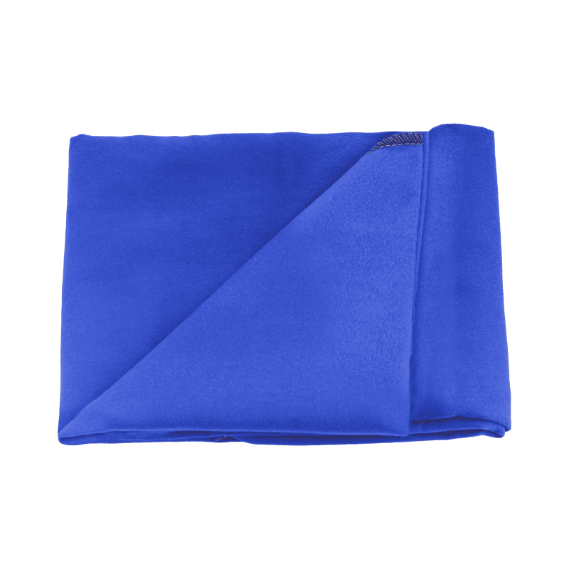 Toalla deportiva de microfibra azul, ideal para viajes y uso diario